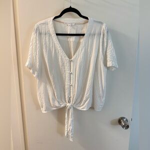 Rayon Button-Front Tie Top